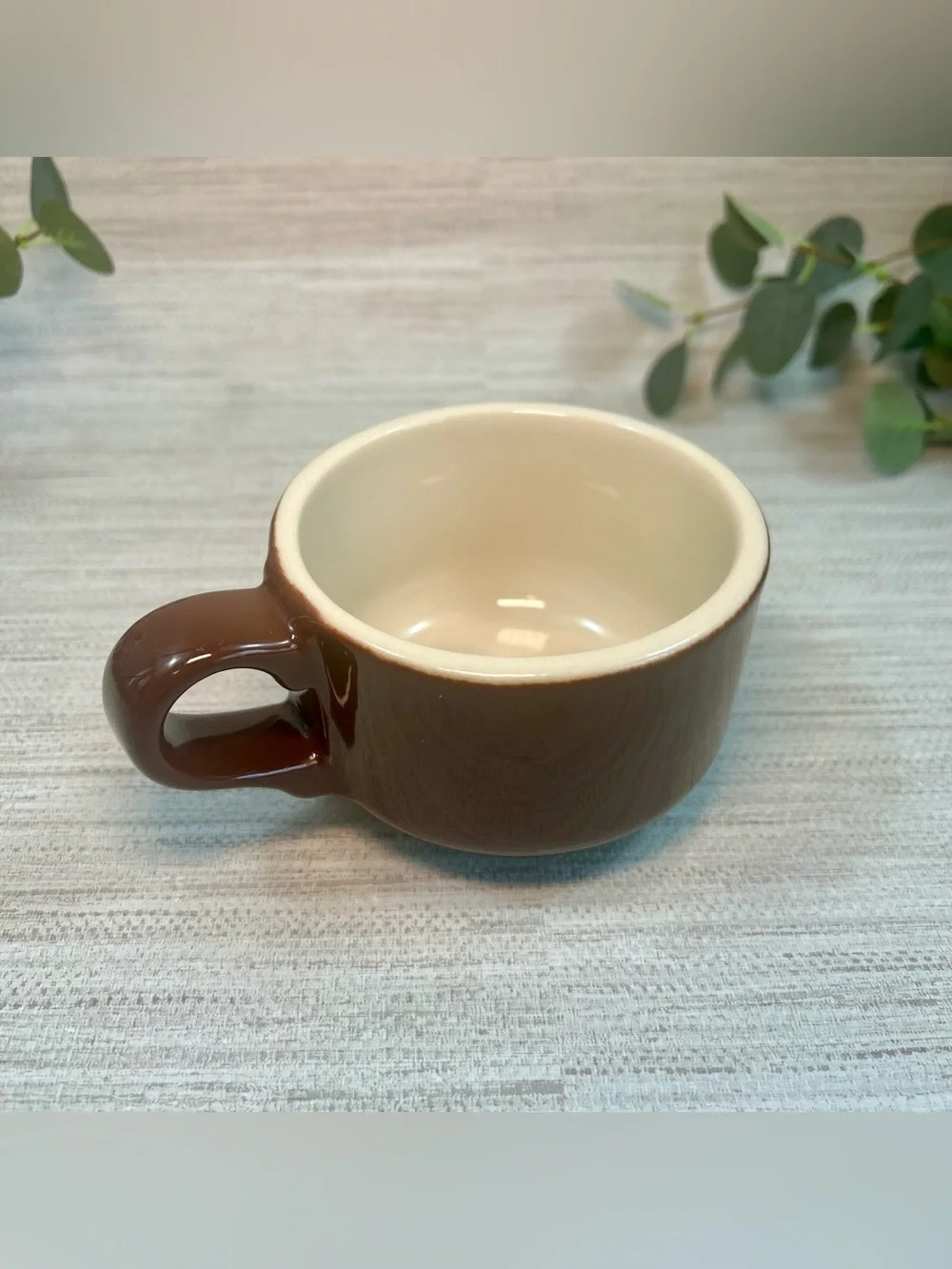 Vintage Brown & Cream Stoneware Coffee Mug Diner Restaurant Ware USA
